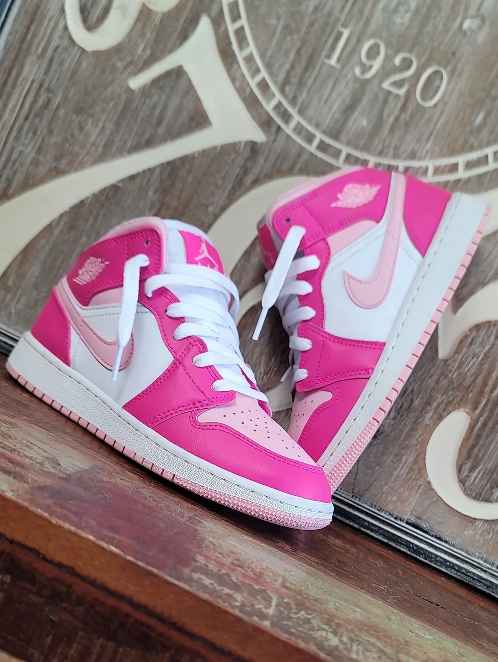 Nike Air Jordan 1 Mid 'Fierce Pink' Wmns 5.5 Good Condition, Fast Shipping